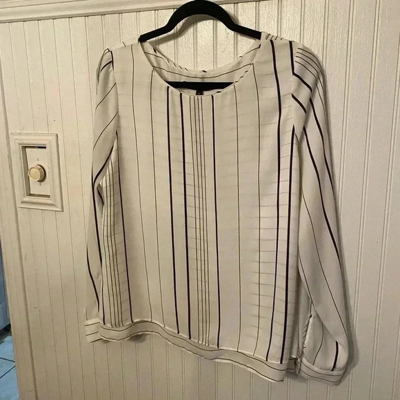 White House Black Market window pane double layer blouse - Picture 1 of 11